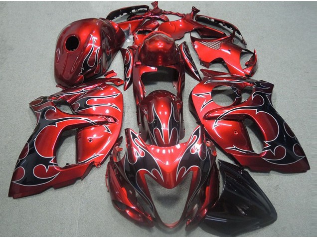 1996-2007 Rouge avec Noir Flamme GSXR 1300 Hayabusa Carénage Moto