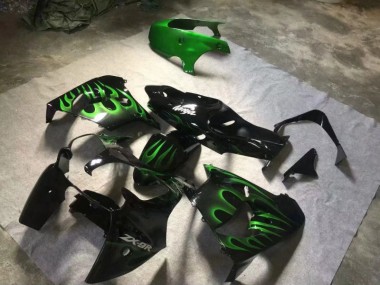 2000-2001 Noir Brillant Vert Flamme ZX9R Carénage Moto