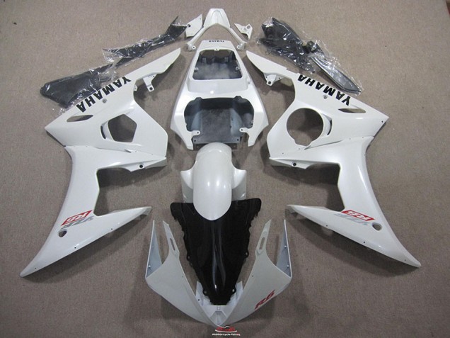 2003-2005 Blanc avec Noir Décalque YZF R6 Carénage Moto