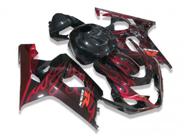 2004-2005 Noir Rouge Flamme GSXR 600/750 Carénage Moto