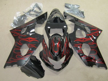 2004-2005 Noir Rouge Flamme GSXR 600 Carénage Moto