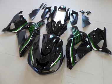 2006-2011 Noir Brillant avec Ligne Verte ZX14R ZZR1400 Carénage Moto