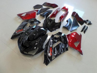 2006-2011 Noir Nd Rouge Argent Flamme ZX14R ZZR1400 Carénage Moto
