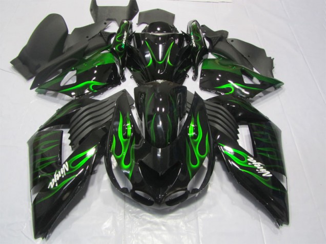 2006-2011 Noir Vert Flamme Ninja ZX14R ZZR1400 Carénage Moto