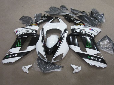 2007-2008 Noir Blanc Monster ZX6R Carénage Moto