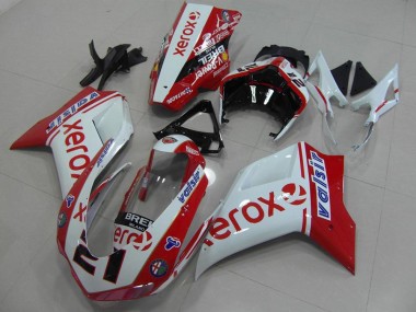2007-2014 Blanc Rouge Xerox Ducati 848 1098 1198 Carénages Moto