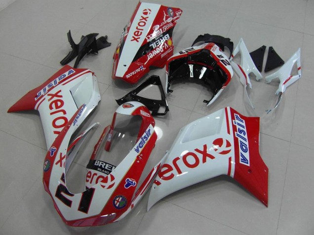 2007-2014 Blanc Rouge Xerox Ducati 848 1098 1198 Carénages Moto