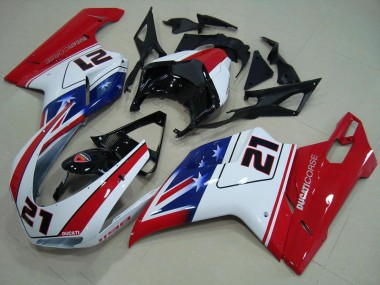 2007-2014 Noir Blanc Rouge 21 Ducati 848 1098 1198 Carénage Moto