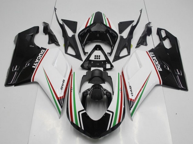 2007-2014 Noir Vert et Blanc Ducati 848 1098 1198 Carénage Moto