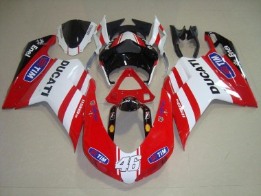 2007-2014 Rouge Blanc 46 Ducati 848 1098 1198 Carénage Moto