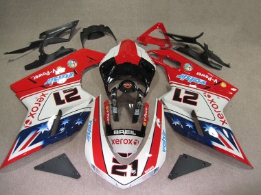 2007-2014 Rouge Blanc Breil Xerox 21 Ducati 1098 Carénage Moto