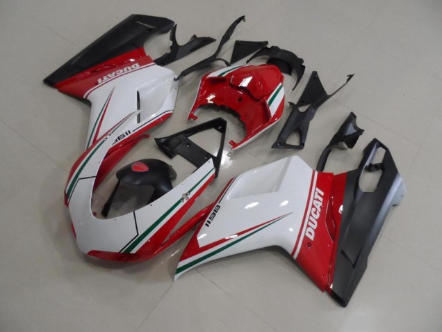 2007-2014 Rouge Blanc Ducati 848 1098 1198 Carrosserie Moto