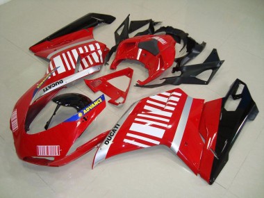 2007-2014 Rouge Blanc Ducati 848 1098 1198 Kit Carénages Motos Complet