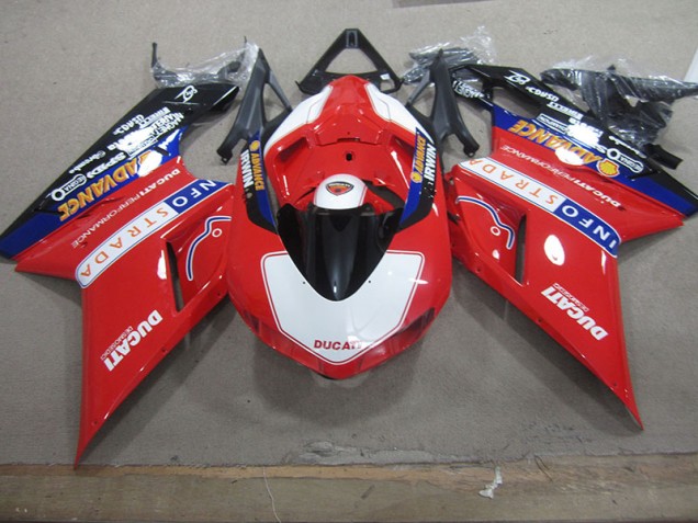 2007-2014 Rouge Blanc Info Strada Ducati 1098 Carénage Moto