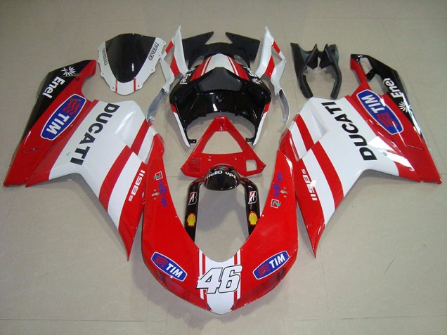 2007-2014 Rouge Blanc Tim 46 Ducati 1098 Carénage Moto