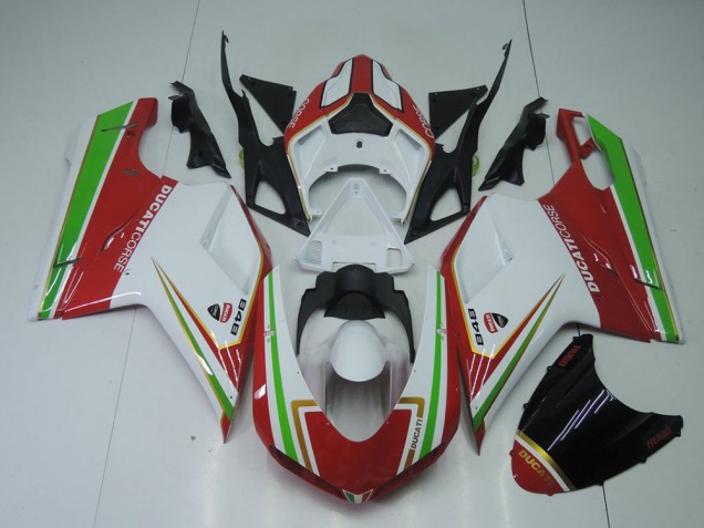 2007-2014 Rouge Blanc et Vert Ducati 848 1098 1198 Carénage Moto