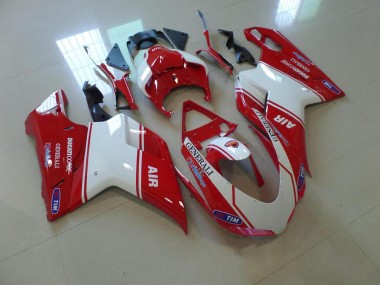 2007-2014 Rouge et Blanc Air Ducati 848 1098 1198 Carénage Moto