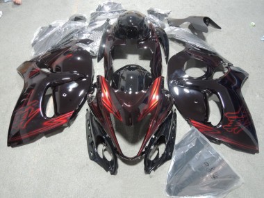 2008-2019 Noir Rouge GSXR 1300 Hayabusa Kit Carénages Motos Complet