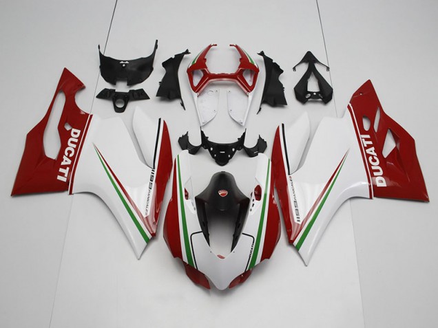 2011-2014 Blanc Rouge Ducati 1199 Carénages Moto